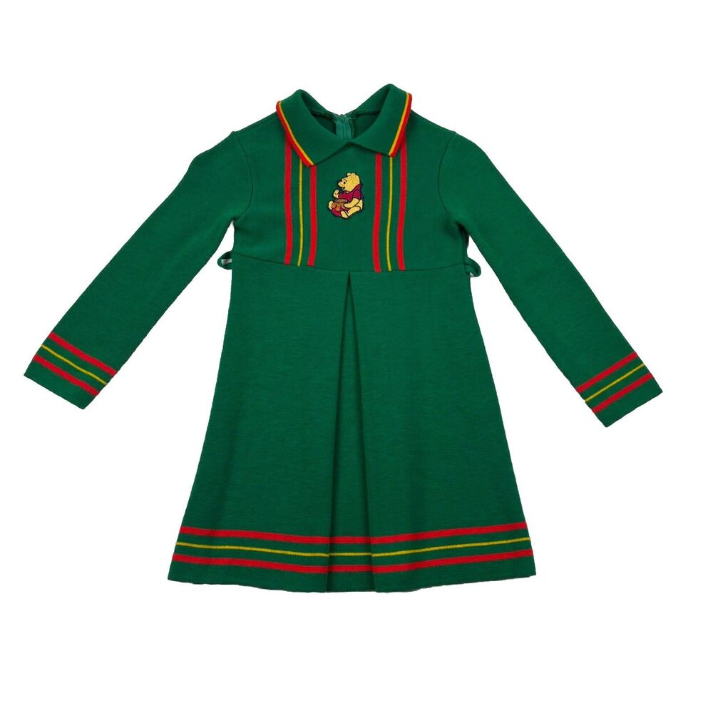 Rare Vintage Winnie The Pooh Girls Dress Sears Walt Disney Productions Green 6x